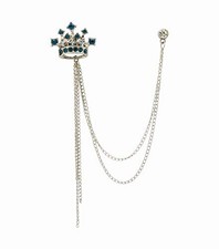 an KINGPiiN Lapel Pin for Men Crowned Stone with Hanging Chain Costume Pin