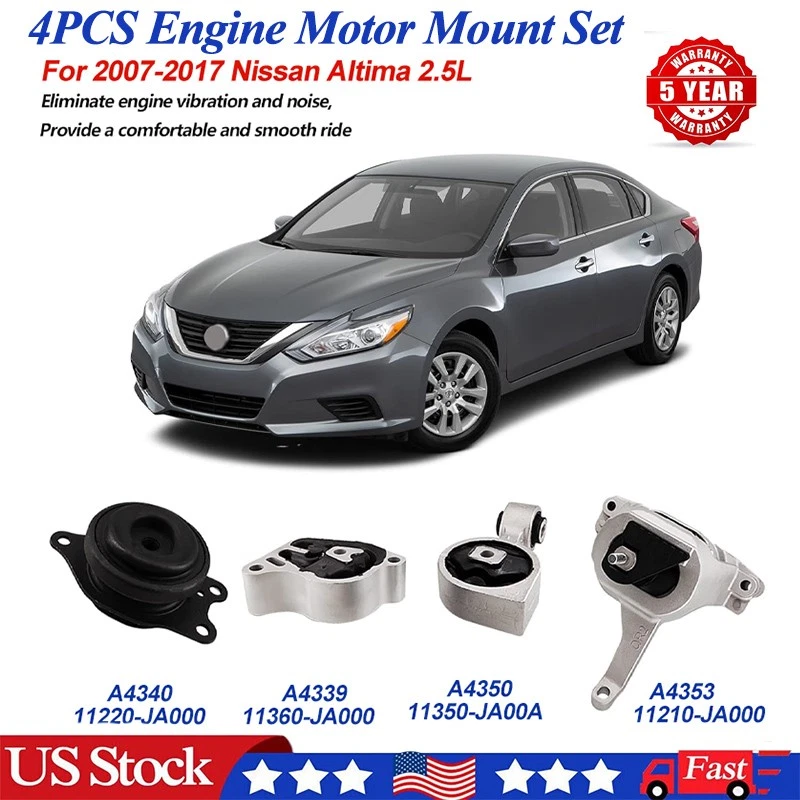 4PCS Engine Motor & Trans Mount Auto Set For 2007-2017 Nissan Altima 2.5L CVT Foto 2 de 4