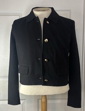 MICHAEL Michael Kors Blazer Size Medium Women's Black Cropped Gold-Tone Buttons