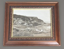 Frank Meadow Sutcliffe Wood Framed Photograph Runswick Bay Near Whitby' B/W