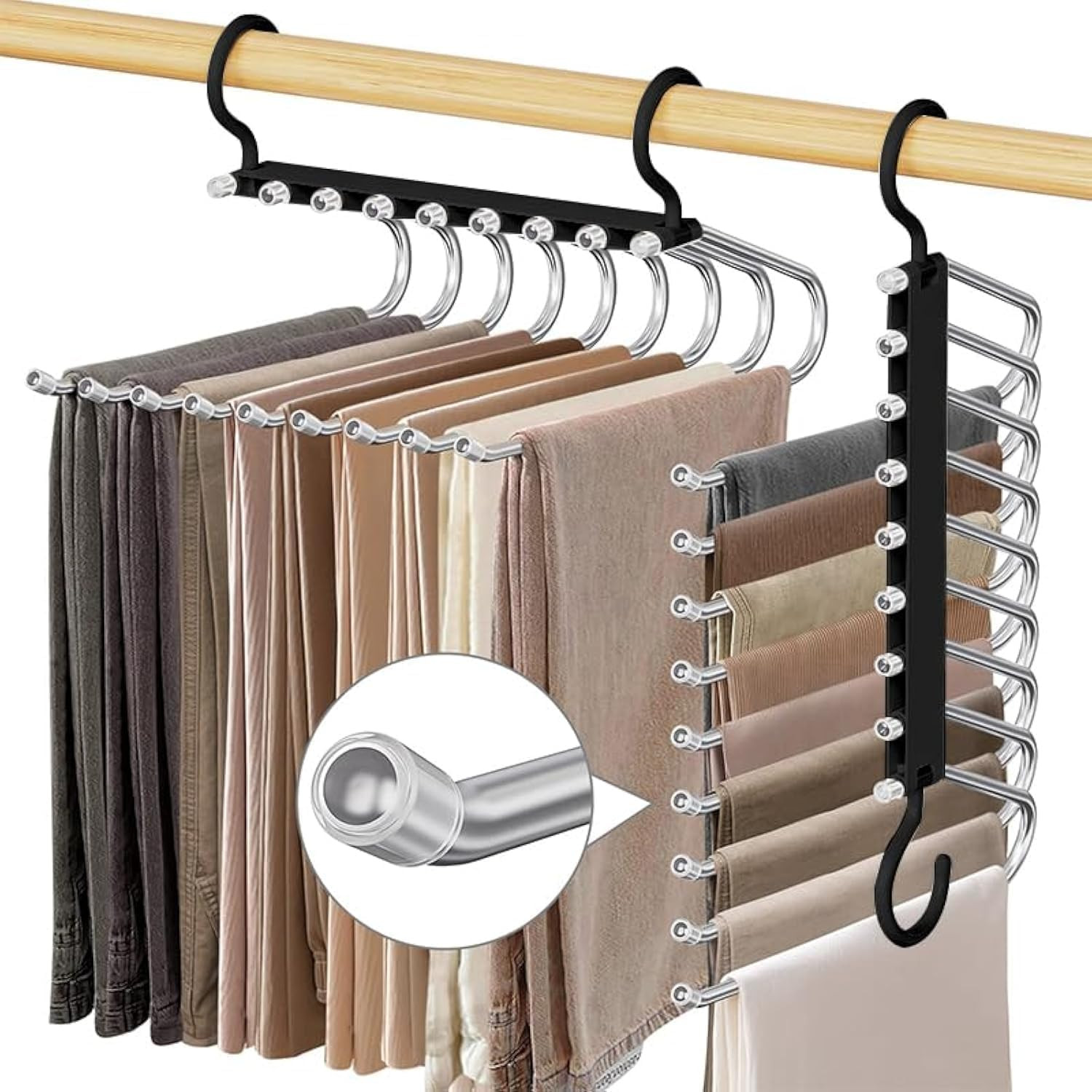 9 in 1 Grucce Pantaloni Salvaspazio 2 Pezzi in Acciaio Inox Antiscivolo
