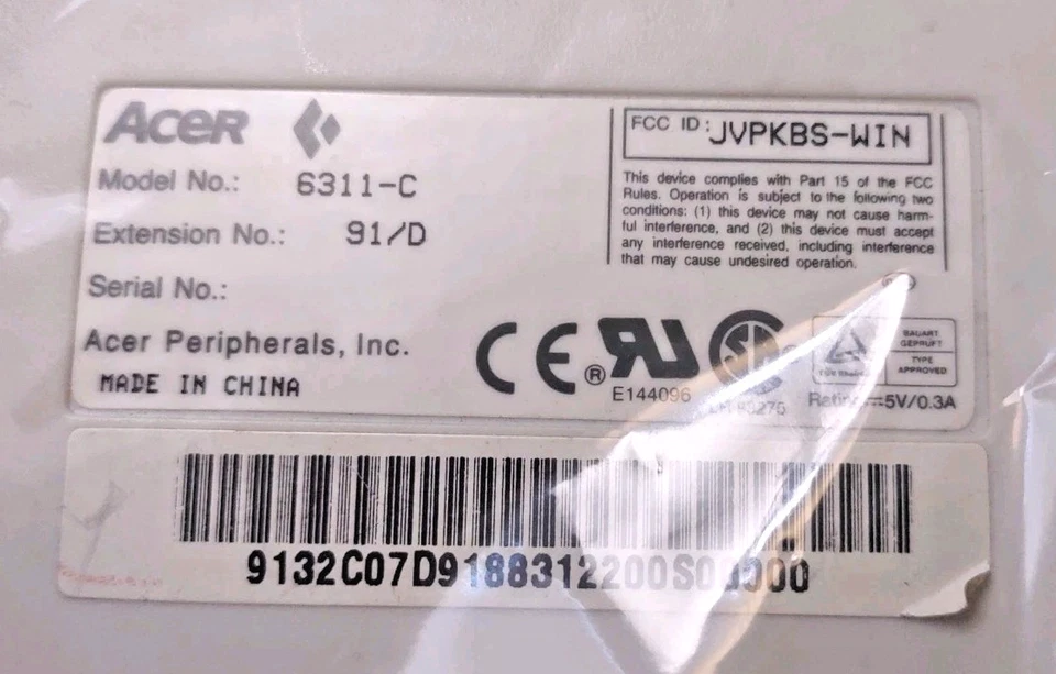 RARE VINTAGE ACER WINDOWS PS/2 KEYBOARD MODEL6311-C RM0-KBRK - Image 4 of 4