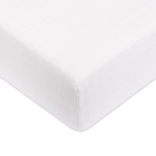 Organic Cotton Crib Sheet GOTS Certified Fitted Soft Breathable Muslin White