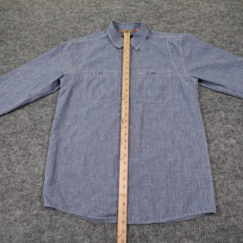 Orvis Tech Chambray Work Shirt Mens Medium Blue Long Sleeve Button Up UPF 40 - Picture 8 of 13