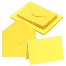 20 Sets 4"x6" Blank Greeting Cards and Envelopes Yellow Right Angles Cards