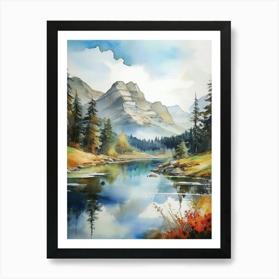 Lake reflection, forest lake, fores Framed Wall Art Poster Canvas Print Picture