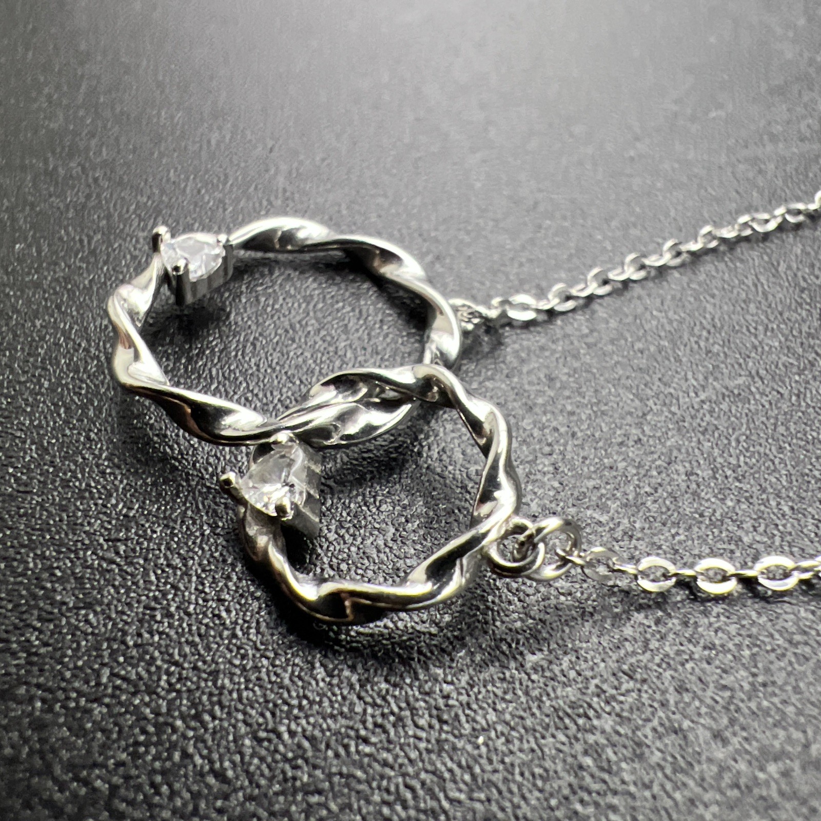 Interlocking Double Circle CZ Necklace ~ 925 Ster… - image 4