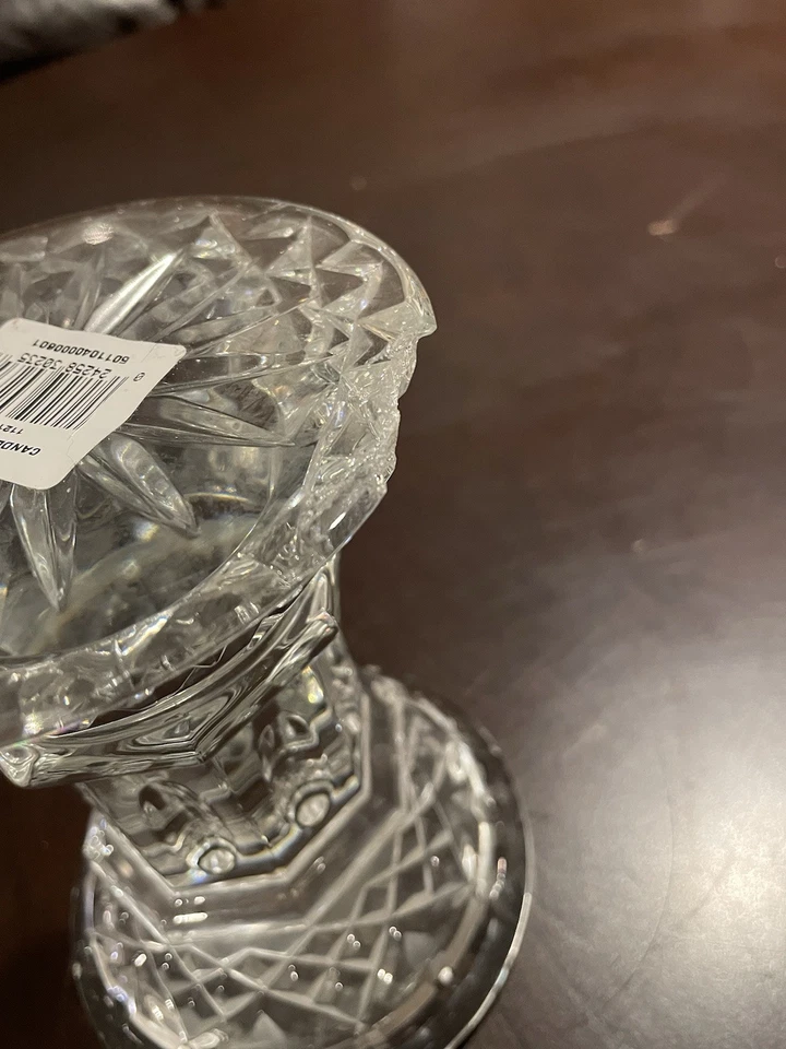 Crystal Lismore 5 1/2" Pillar Candle Holder (with defect) - Image 4 of 4