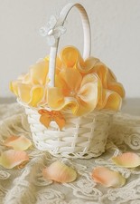 Peach Decorative  Flower Girl Basket Spring Easter Wedding Display Keepsake