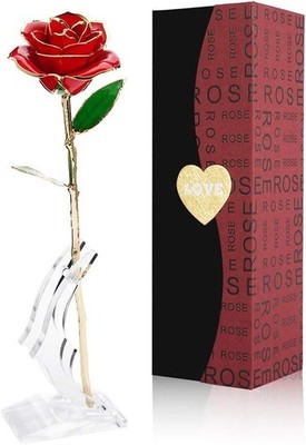Rose, Gomyhom 24k Gold Rose mit transparentem Ständer und Geschenkbox