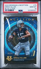2022 Bowman University Inception Drew Allar #79 Blue V1 Foil /99 PSA 10