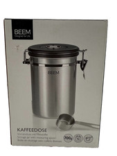 BEEM Kaffeedose Edelstahl luftdicht mit CO₂-Ventil & Dosierlöffel für 700 g