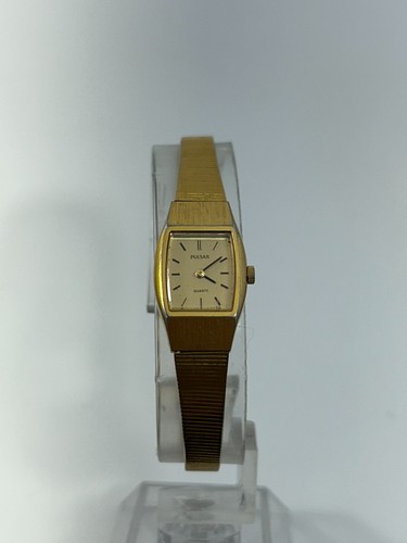 Vintage Pulsar Uhr Damen 80er Jahre zierlich goldfarben Quarz 15mm neue Batterie - Bild 3 von 7