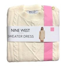 Nine West Women's Midweight Regular Fit Cable Knit Mini Sweater Dress (XXL)