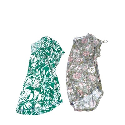 Joie Set Of 2 100% Linen T Shirts Women Size M Floral Tropical Lightweight Beach