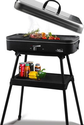 1800W Electric Outdoor Grills with Lid Indoor Smokeless Grill for Balcony with T