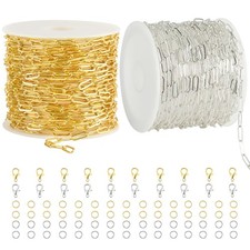 2 Rolls Paperclip Chain for Jewelry Making 32.8 Feet Jewelry Chain Links Silv...
