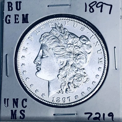 1897 BU GEM MORGAN SILVER DOLLAR UNC MS+++ U.S. MINT RARE COIN 7219