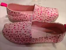 girl's Toms flats shoes pink hearts size 3 near-perfect so cute low fast shipng
