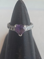 925 Light Amethyst Purple Heart  CZ Sterling Silver Ring Size 6