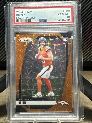 2024 Panini Prizm - Bo Nix 309 Orange Lazer Rookie RC PSA 10 Color Match Broncos