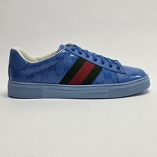 Gucci Ace GG Crystal Canvas blu 760775 FACRF 4349 EU41 UK7