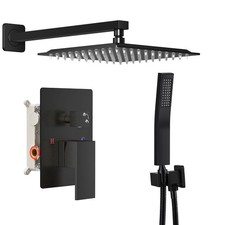 Square Rainfall Shower Head and Handle Set Wall Mounted Pressure Balance Valve