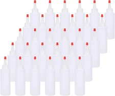 Bekith 30 Pack Small Plastic Squeeze Condiment Bottles with Red Tip Cap, 4 Ounce