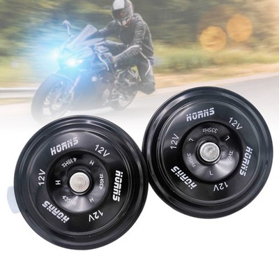 2pcs 12V 115DB Black Super Loud Compact Electric Blast Tone Horn For Car SUV
