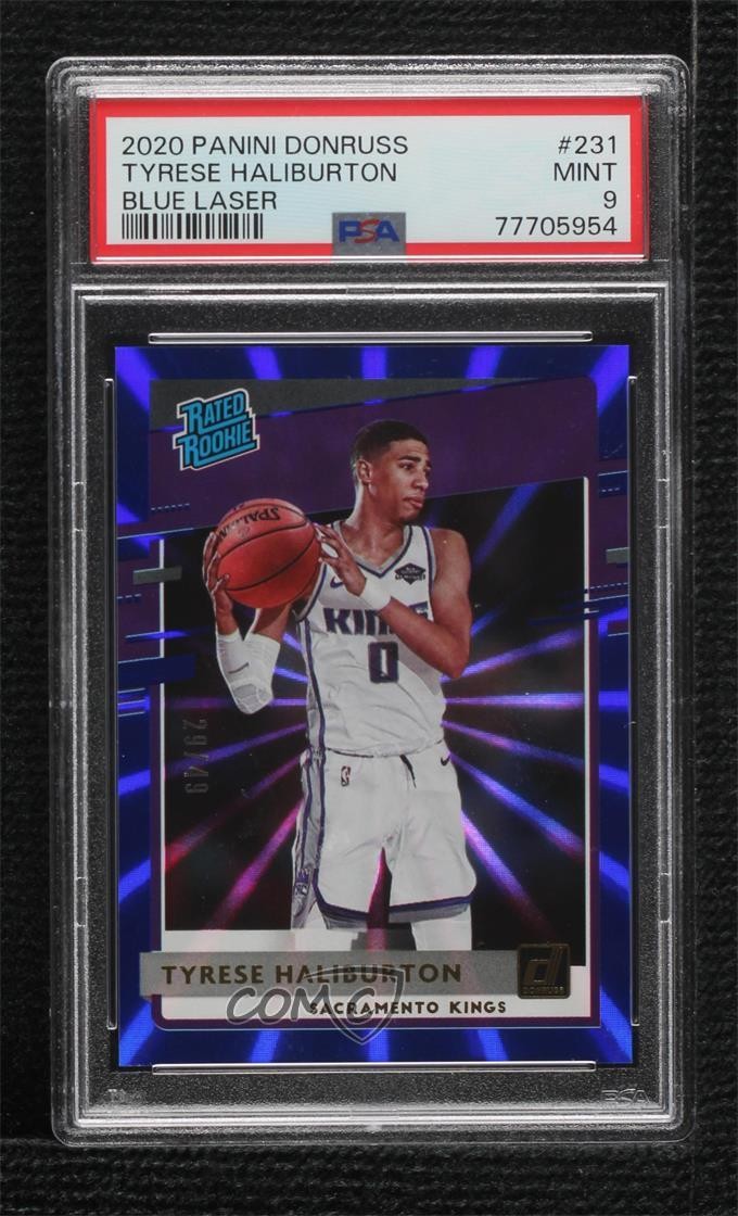 2020 Panini Donruss Blue Laser 29/49 Tyrese Haliburton PSA 9 MINT Rookie RC hs9