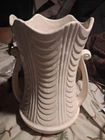 vintage Art Deco Hull Pottery Vase Granada Mardi Gras Pattern 219-9 Off-White 9"