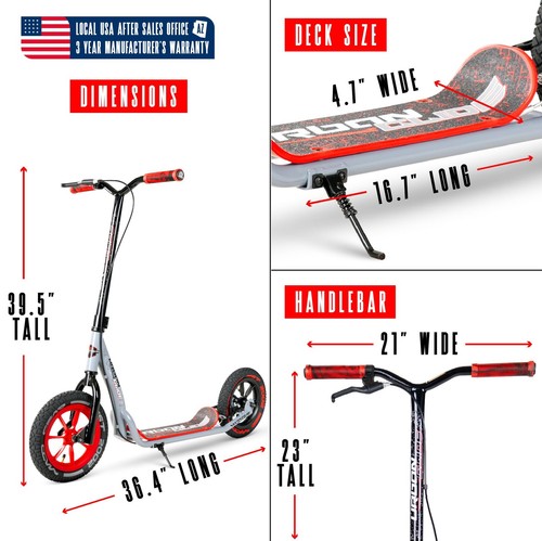 Commuter Kick Scooter Huge 12 Air Filled Tires Perfect for Teens and Adults - Picture 3 of 8