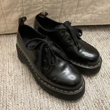 Zapatos informales Dr. Doc Martens HOLLY para mujer talla 9 Oxford de cuero negro con plataforma