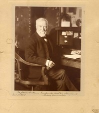 PHILANTHROPIST & INDUSTRIALIST Andrew Carnegie autograph, signed album page moun