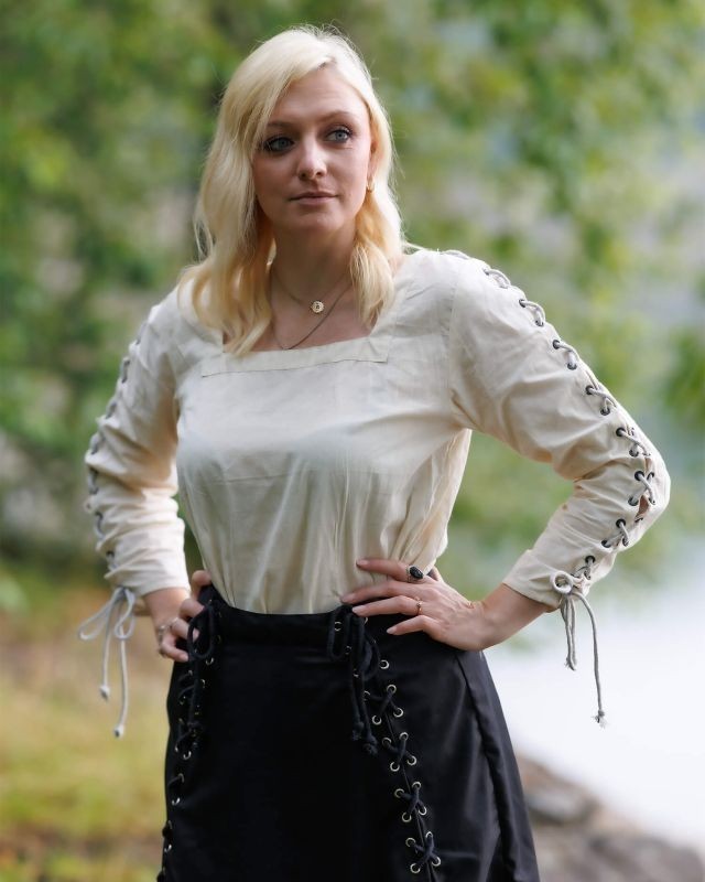 Blusa Mytholon Abby con ojales de metal algodón natural S Larp Edad Media #12253