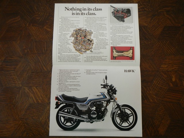 82 HONDA CB450T HAWK NOS OEM DEALER'S SALES SHEET BROCHURE CB 450 T