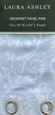 NWT Laura Ashley Ashby Pair Sheer Window Panels Curtains Blue Scroll 2pc 38 x 84