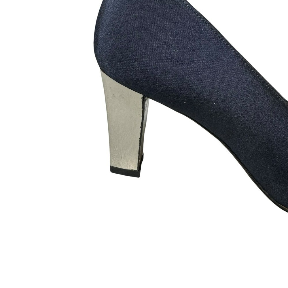 Tacco quadrato vintage Yves Saint Laurent argento navy made in Italy taglia 6 M
