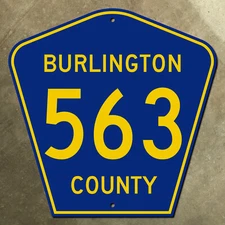 New Jersey Burlington County route 563 highway marker 1959 road sign 18x18