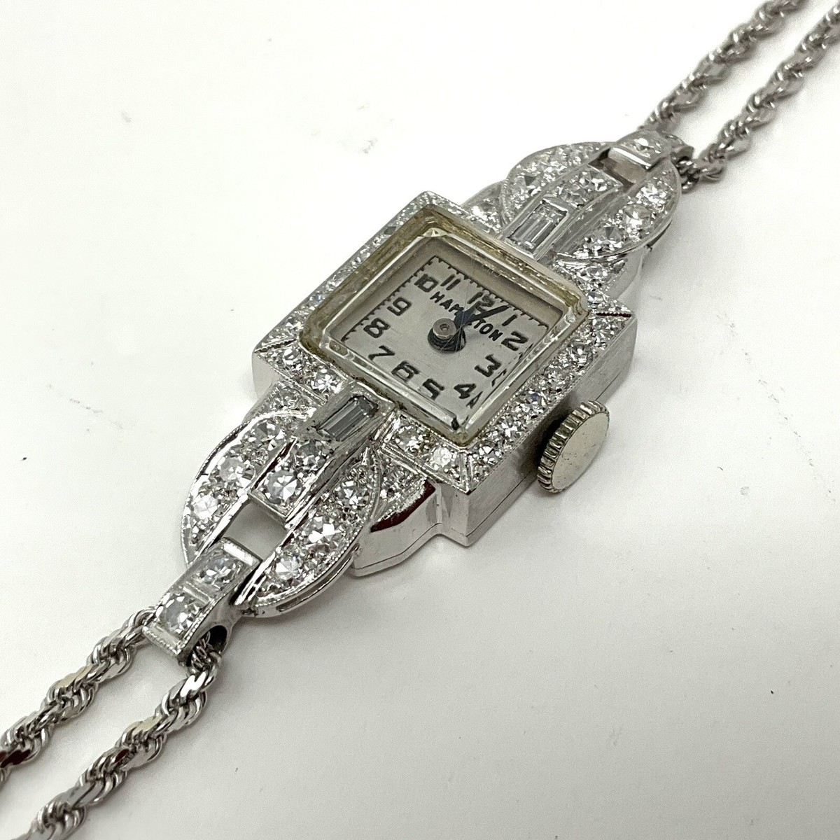 新品！LADY HAMILTON REPLICA ANTIQUE SILVER Vintage Rare Lady Hamilton 14 Karat White Gold 22 Jewels