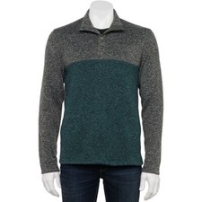 New Mens Sonoma Colorblock 1/4 3-Snap Supersoft Sweater Fleece Pullover Size M