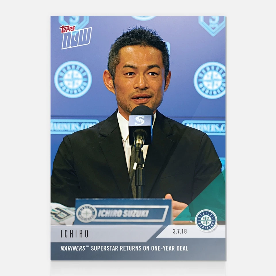 ICHIRO SUZUKI TOPPS NOW CARD ST-8 SEATTLE MARINERS SUPERSTAR RETURNS ON 1YR DEAL - Image 2 of 3