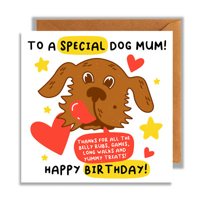 Mum Birthday Card, Dog Mum, Belly Rub, Cute Card, Funny Card, For Her, For Mum