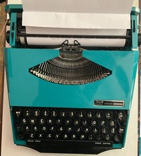 Vintage Aqua SMITH CORONA SUPER G  Portable Typewriter w/ Cover thumbnail