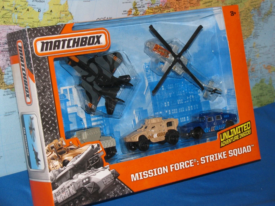 MATCHBOX MISSION FORCE STRIKE SQUAD BOEING F-15 EAGLE AH 64 APACHE HUMVEE 5PACK  - Image 2 of 4