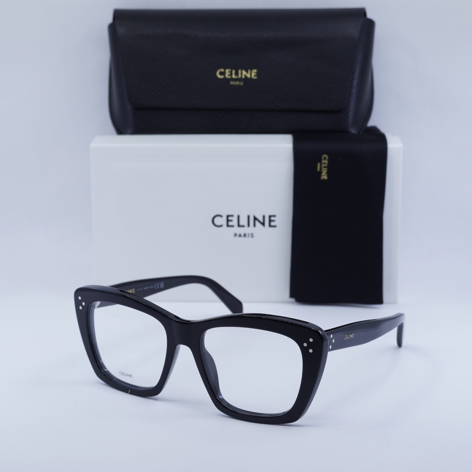 Celine CL50108I 001 Shiny Black 54mm Eyeglasses Authentic and Brand New