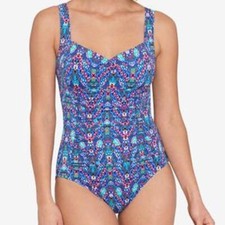 Swim Solutions Women's Tummy-Control Shirred One-Piece Swimsuit,12