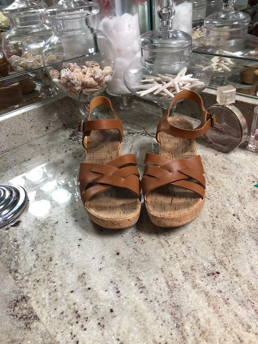 Korks by Kork Ease Women s 10 42 Beige Tan Brown Sandals Cork Heels COMFY
