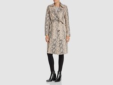 $338 Sunset + Spring Women's Beige Snakeskin Faux Leather Trench Coat Jacket L