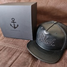 Blacksmith & Co Snap Back Black Snapback Baseball Cap - Part Leather RRP �44.99